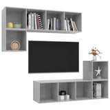 4 Piece TV Cabinet Set Concrete Grey Engineered Wood - Side View