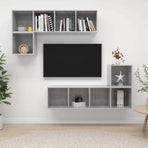 4 Piece TV Cabinet Set Concrete Grey Engineered Wood