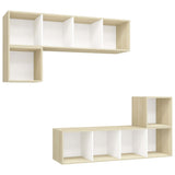 4 Piece TV Cabinet Set White and Sonoma Oak Engineered Wood - Front View