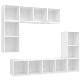 4 Piece TV Cabinet Set White Engineered Wood - Front View