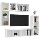 4 Piece TV Cabinet Set White Engineered Wood