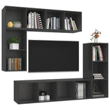4 Piece TV Cabinet Set Grey Engineered Wood - Side View