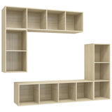 4 Piece TV Cabinet Set Sonoma Oak Engineered Wood - Front View