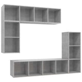 4 Piece TV Cabinet Set Concrete Grey Engineered Wood - Front View