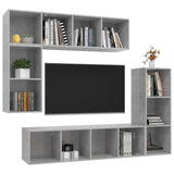 4 Piece TV Cabinet Set Concrete Grey Engineered Wood - Side View
