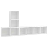 3 Piece TV Cabinet Set White Engineered Wood - Front View
