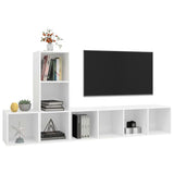 3 Piece TV Cabinet Set White Engineered Wood - Side View