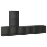 3 Piece TV Cabinet Set Grey Engineered Wood - Front View
