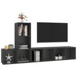 3 Piece TV Cabinet Set Grey Engineered Wood - Side View
