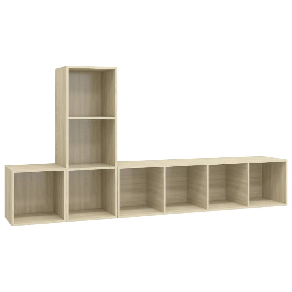 3 Piece TV Cabinet Set Sonoma Oak Engineered Wood