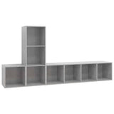 3 Piece TV Cabinet Set Concrete Grey Engineered Wood - Front View