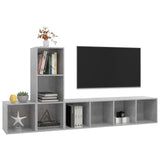 3 Piece TV Cabinet Set Concrete Grey Engineered Wood - Side View