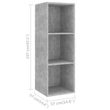 3 Piece TV Cabinet Set Concrete Grey Engineered Wood - Low Angle