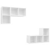 Wall-mounted TV Cabinets 4 pcs White Engineered Wood - Front View