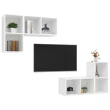 Wall-mounted TV Cabinets 4 pcs White Engineered Wood - Side View