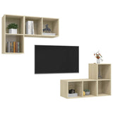 4 Piece Wall-mounted TV Cabinet Set Sonoma Oak Engineered Wood - Side View
