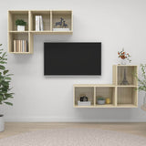 4 Piece Wall-mounted TV Cabinet Set Sonoma Oak Engineered Wood