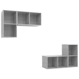 4 Piece Wall-mounted TV Cabinet Set Concrete Grey Engineered Wood - Front View