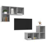4 Piece Wall-mounted TV Cabinet Set Concrete Grey Engineered Wood