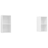 2 Piece Wall-mounted TV Cabinet Set White Engineered Wood