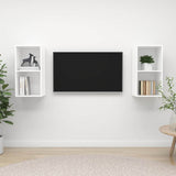 2 Piece Wall-mounted TV Cabinet Set White Engineered Wood