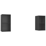 Wall-mounted TV Cabinets 2 pcs Grey Engineered Wood - Front View