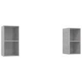 2 Piece Wall-mounted TV Cabinet Set Concrete Grey Engineered Wood - Front View