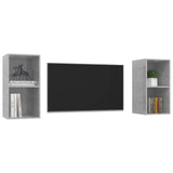 2 Piece Wall-mounted TV Cabinet Set Concrete Grey Engineered Wood - Side View
