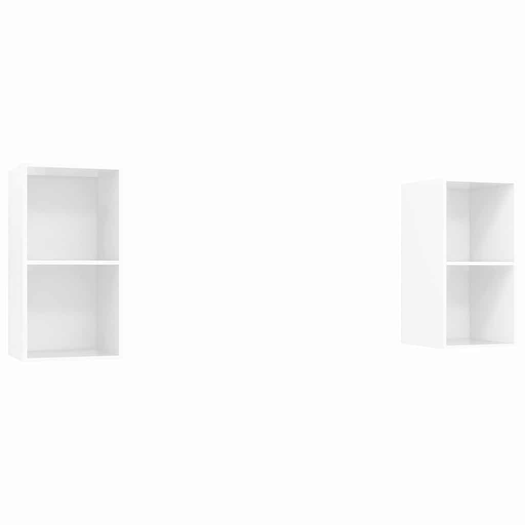 2 Piece Wall-mounted TV Cabinet Set High Gloss White Engineered Wood