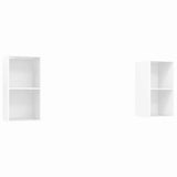 2 Piece Wall-mounted TV Cabinet Set High Gloss White Engineered Wood - Front View