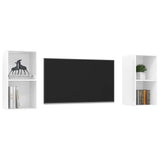 2 Piece Wall-mounted TV Cabinet Set High Gloss White Engineered Wood - Side View