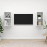 2 Piece Wall-mounted TV Cabinet Set High Gloss White Engineered Wood