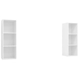 2 Piece Wall-mounted TV Cabinet Set White Engineered Wood - Front View