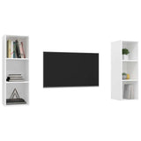 2 Piece Wall-mounted TV Cabinet Set White Engineered Wood