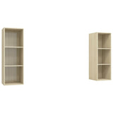 Wall-mounted TV Cabinets 2 pcs Sonoma Oak Engineered Wood - Front View