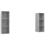 2 Piece Wall-mounted TV Cabinet Set Concrete Grey Engineered Wood - Front View