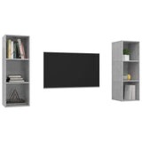 2 Piece Wall-mounted TV Cabinet Set Concrete Grey Engineered Wood - Side View