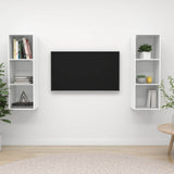 2 Piece Wall-mounted TV Cabinet Set High Gloss White Engineered Wood