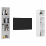 2 Piece Wall-mounted TV Cabinet Set White Engineered Wood