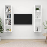 2 Piece Wall-mounted TV Cabinet Set White Engineered Wood