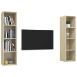 2 Piece Wall-mounted TV Cabinet Set Sonoma Oak Engineered Wood - Side View