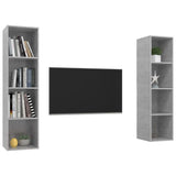 Wall-mounted TV Cabinets 2 pcs Concrete Grey Engineered Wood - Side View