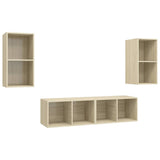 4 Piece Wall-mounted TV Cabinet Set Sonoma Oak Engineered Wood - Front View