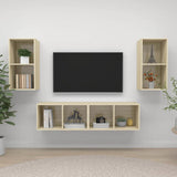 4 Piece Wall-mounted TV Cabinet Set Sonoma Oak Engineered Wood