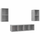 4 Piece Wall-mounted TV Cabinet Set Concrete Grey Engineered Wood - Front View