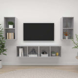4 Piece Wall-mounted TV Cabinet Set Concrete Grey Engineered Wood