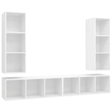 4 Piece Wall-mounted TV Cabinet Set White Engineered Wood