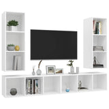 4 Piece Wall-mounted TV Cabinet Set White Engineered Wood