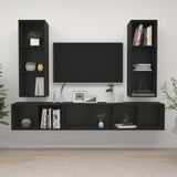 Wall-mounted TV Cabinets 4 pcs Black Engineered Wood
