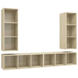 4 Piece Wall-mounted TV Cabinet Set Sonoma Oak Engineered Wood - Front View
